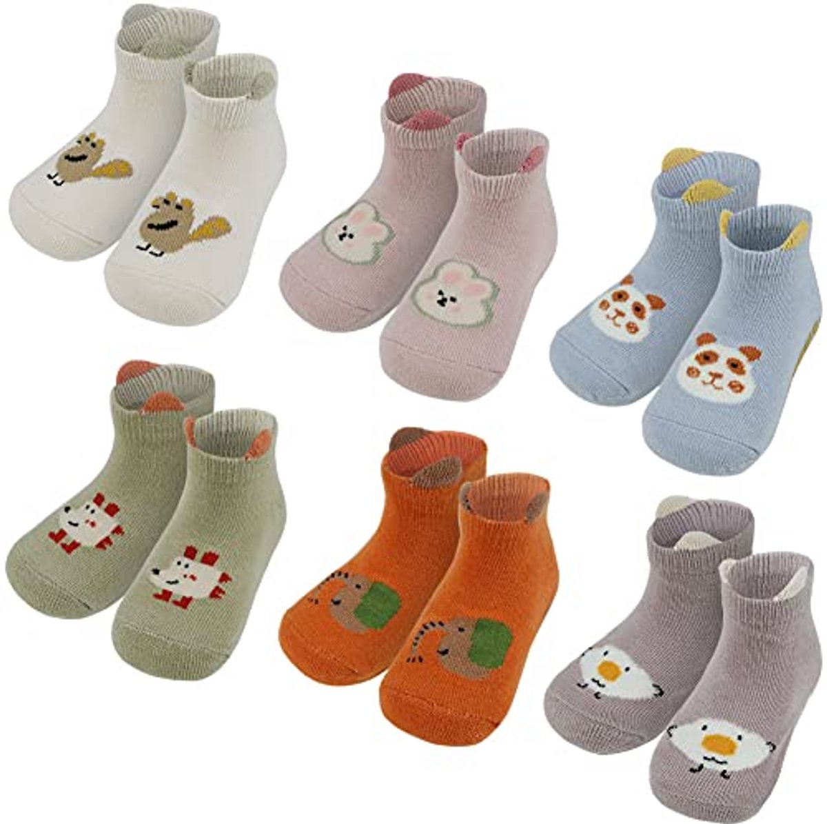 Antislip sokken voor baby's en peuters - 6 paar katoenen kindersokken