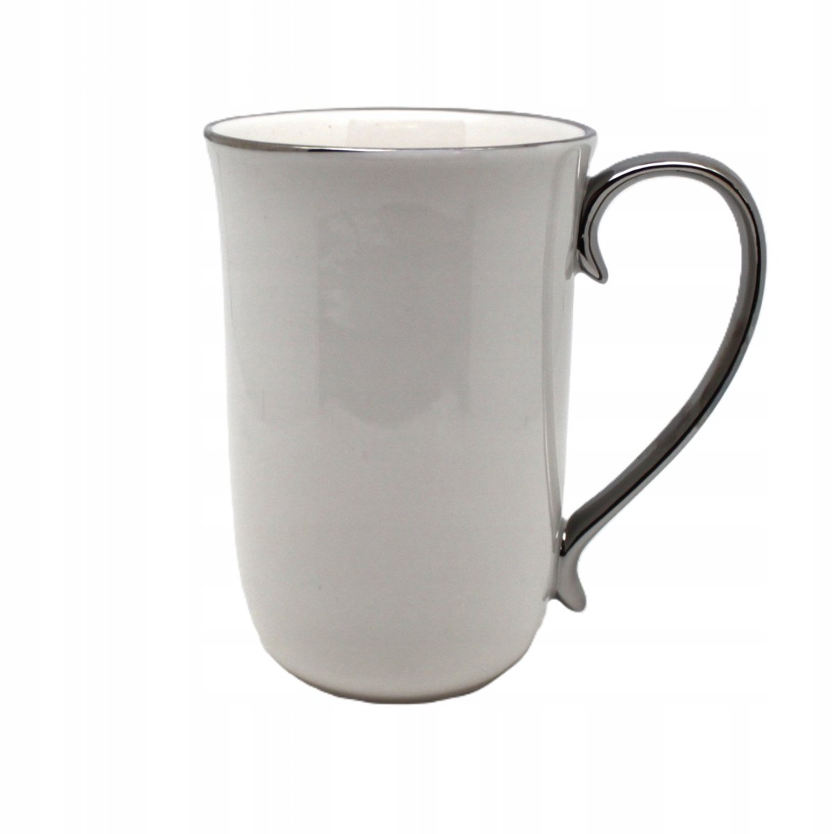 Elegante Porseleinen Mok Wit met Zilveren Accent - 400 ml