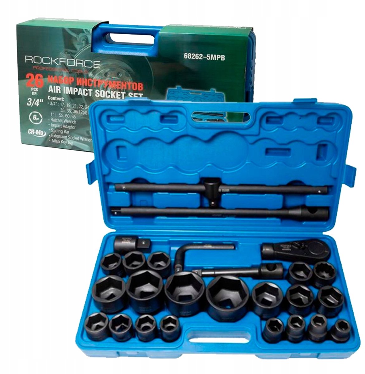 Rockforce 26-delige Dopset 3/4" & 1" - Cr-Mo Staal