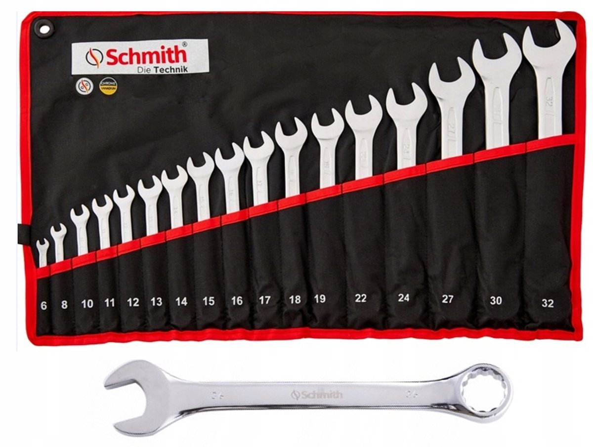 2x Set Ringsteeksleutels 17 Stuks Schmith SQKPO-02 Gesmeed Staal