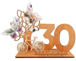 Houten gastenboek voor verjaardagen en jubilea met decoratieve jaarcijfers