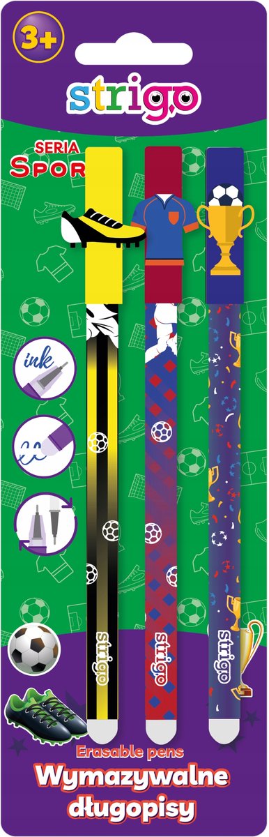 Strigo Uitwisbare Pennenset 3 Stuks Sport - Blauw