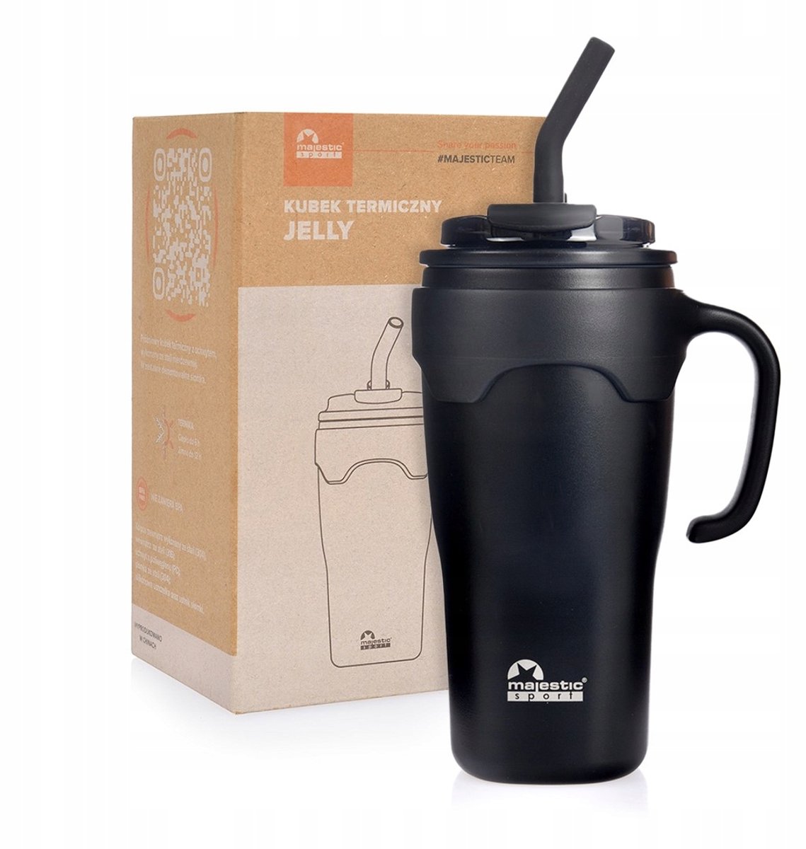 Majestic Sport Jelly Thermosbeker 650ml - RVS met Rietje