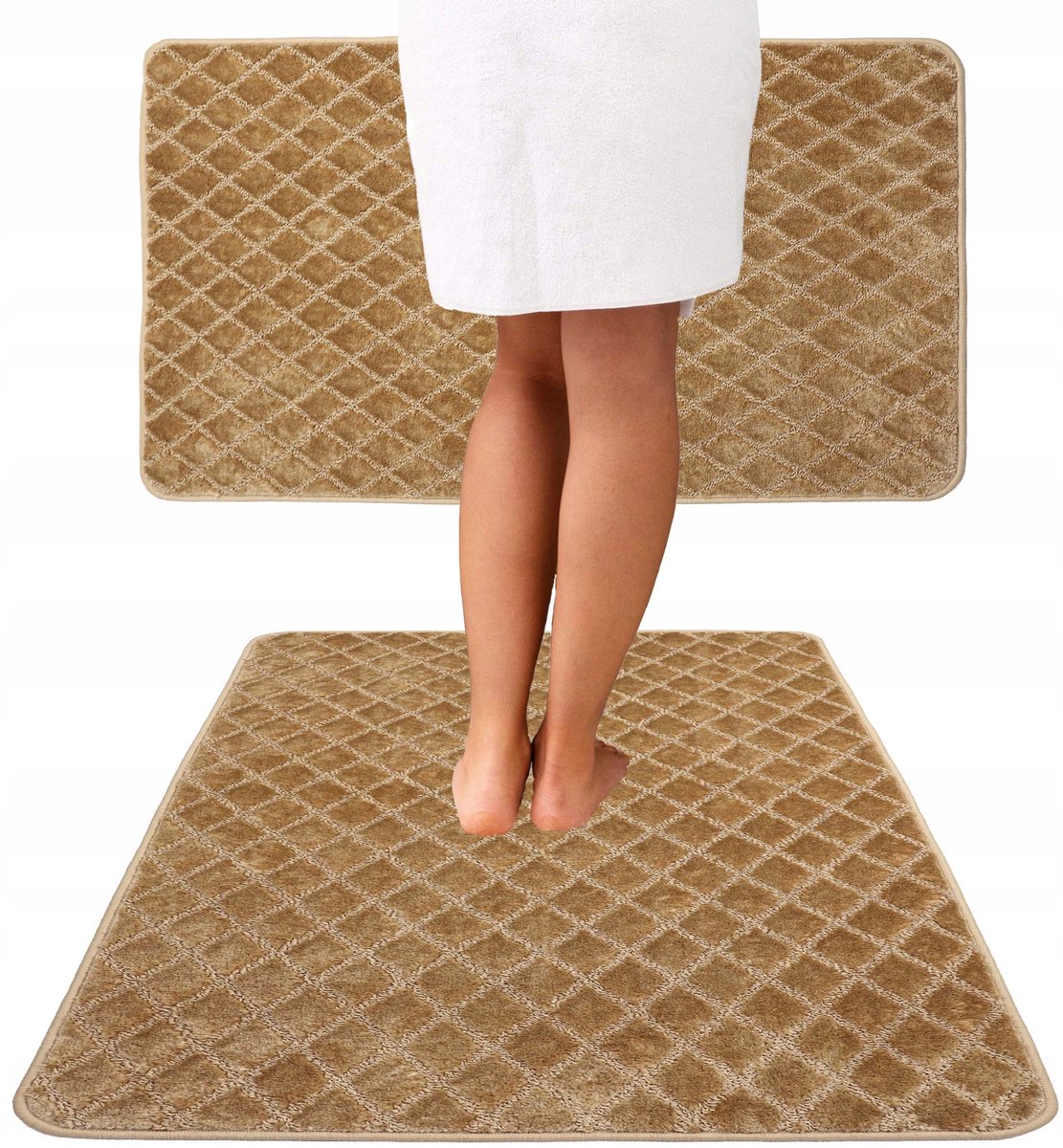 Luxe 3D Antislip Badkamermat Beige Goud 100x100 cm