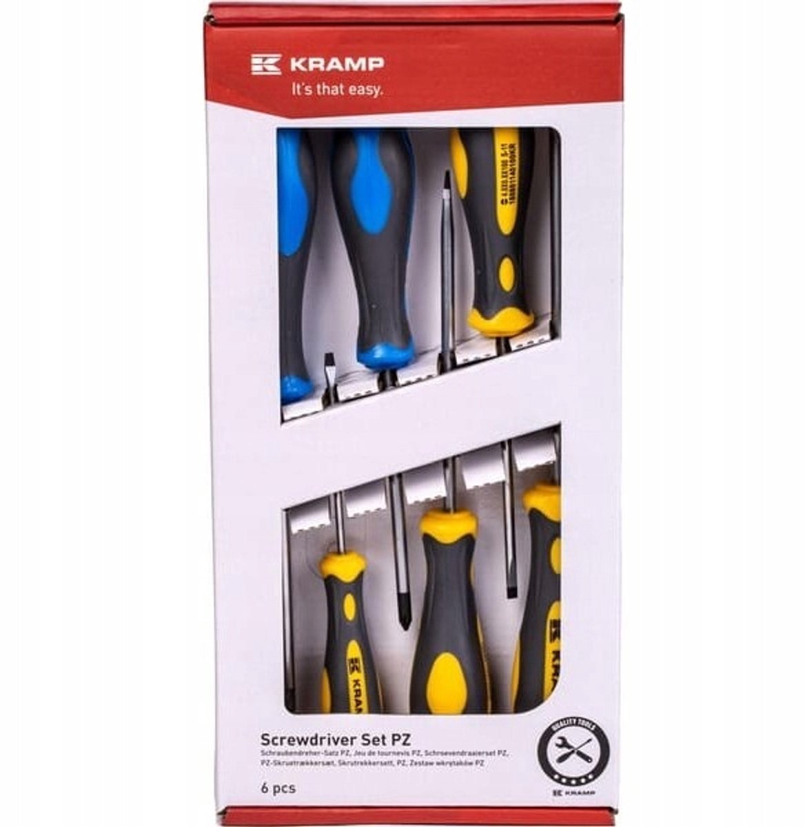 Kramp 6-delige Schroevendraaierset: Plat & Pozidriv, Ergonomisch
