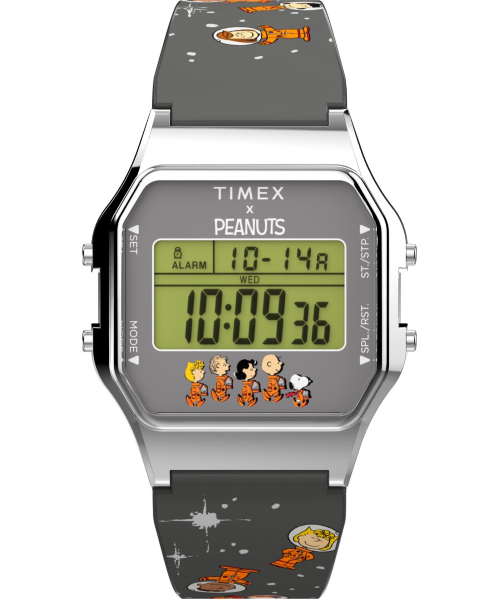 Timex Peanuts Timex 80 TW2W90100 Horloge - Kunststof - Zwart - Ø 34 mm