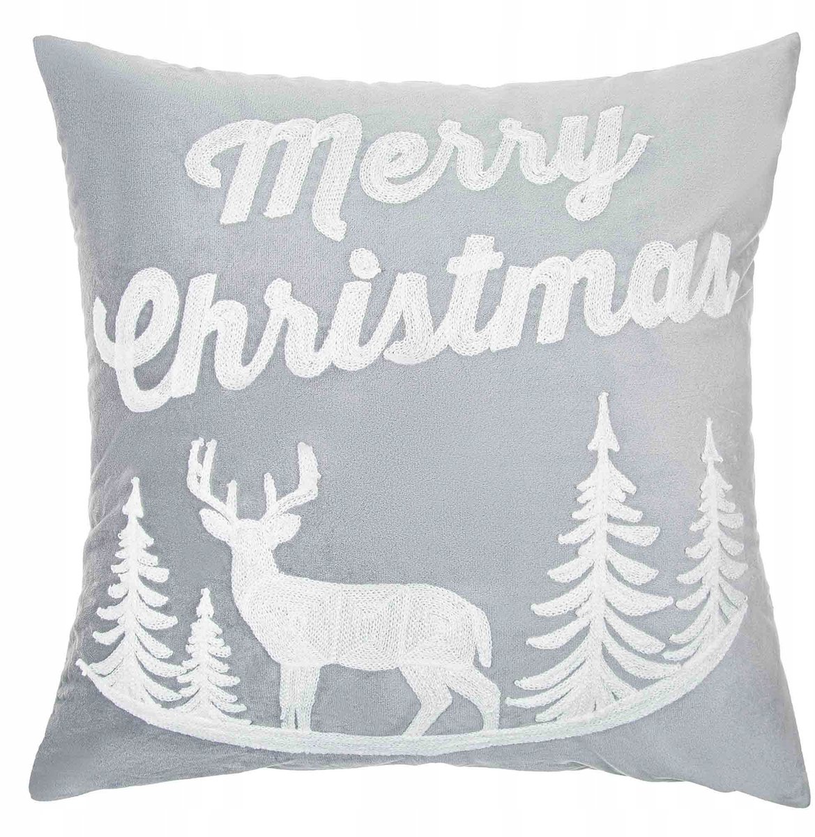 Grijze Kerst Kussenhoes 45x45cm - Rendier Design