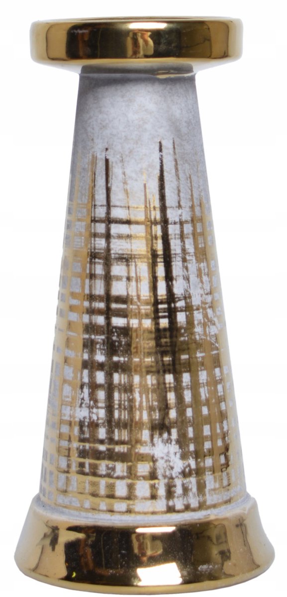 Stress Stijl Kaarsenhouder Grijs/Goud 23cm