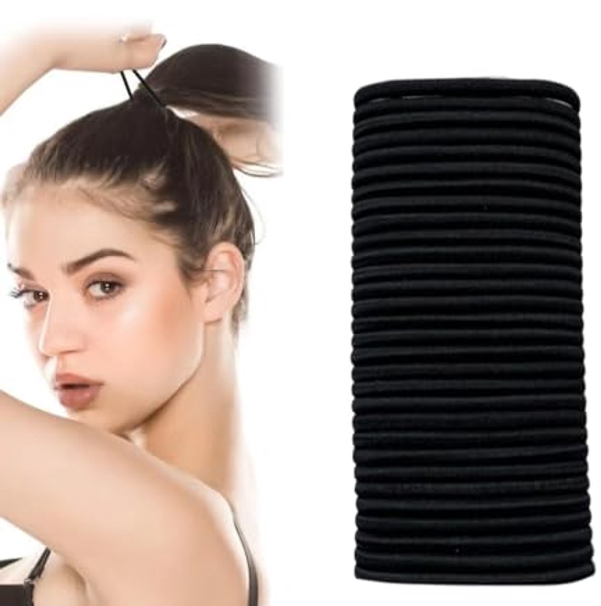 30 Stuks Haar Elastieken zonder Metaal - Zwarte Haarkrabbers voor Vrouwen en Meisjes (4 mm)