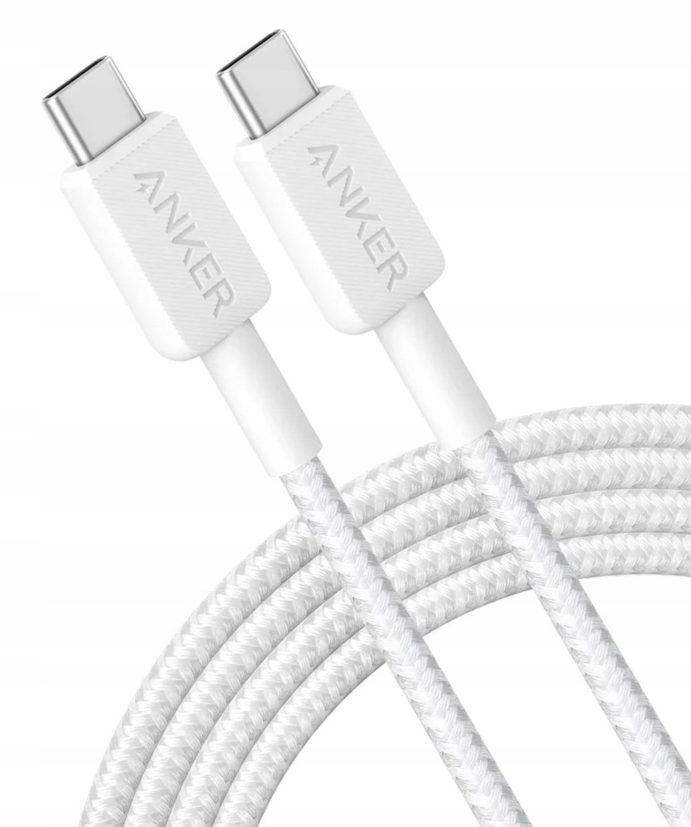 Anker 322 (60W) Gevlochten USB-C naar USB-C Kabel 0.9M Wit