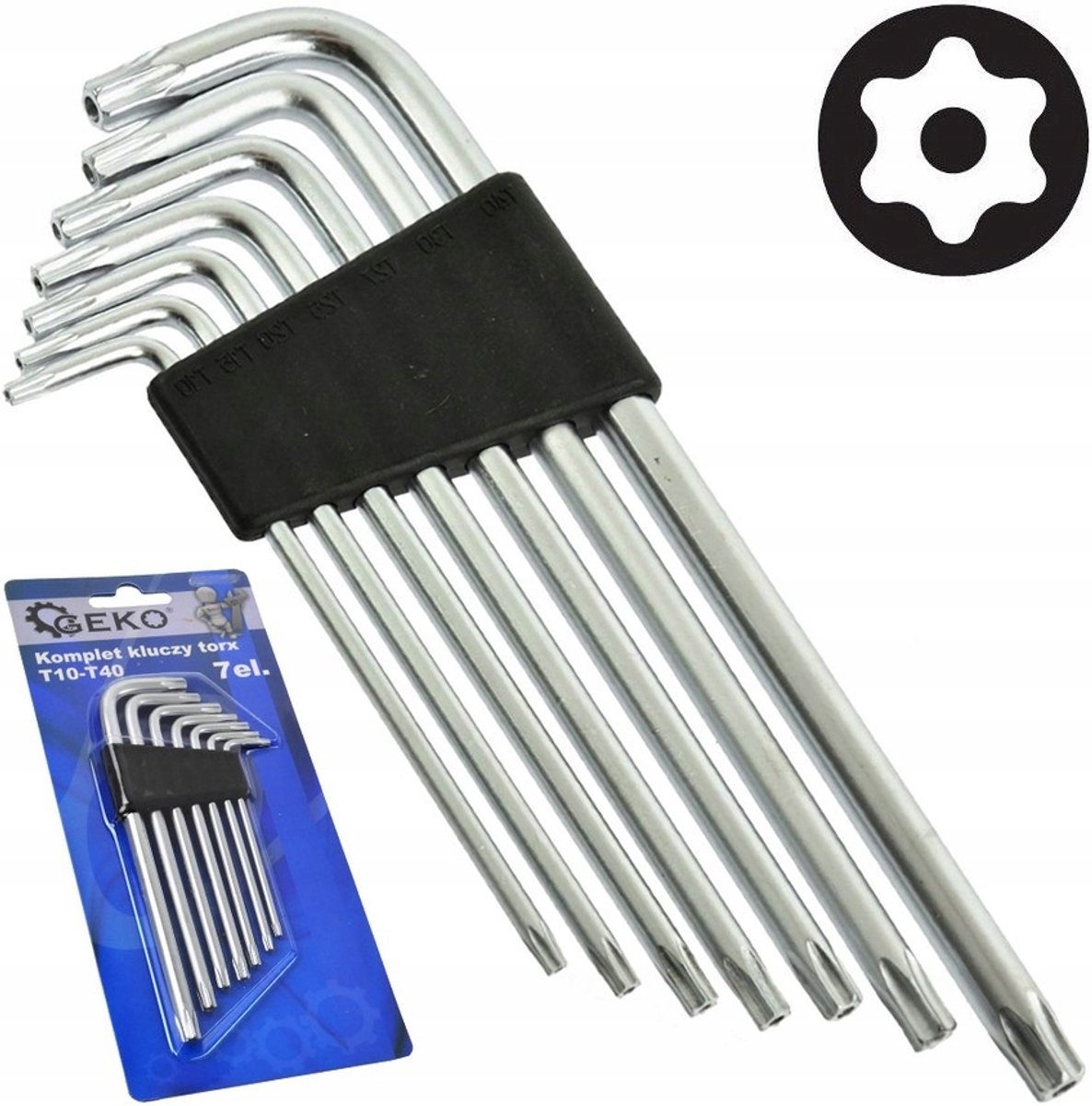 7-delige Torx Sleutelset T10-T40 met Gat - CrV Staal