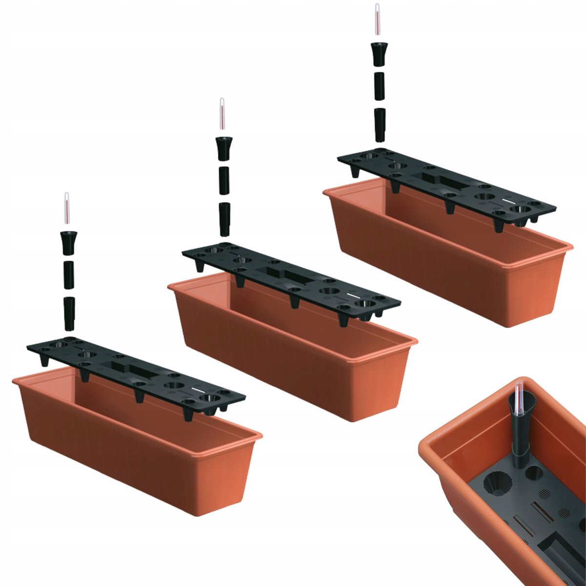 3x Balkonbak met zelfwatergeefsysteem IS6CAN - 60cm