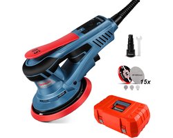 FANZWORK Borstelloze Excentrische Schuurmachine 350W – 5 mm Excenter – 150 mm – Regelbaar – Met Koffer