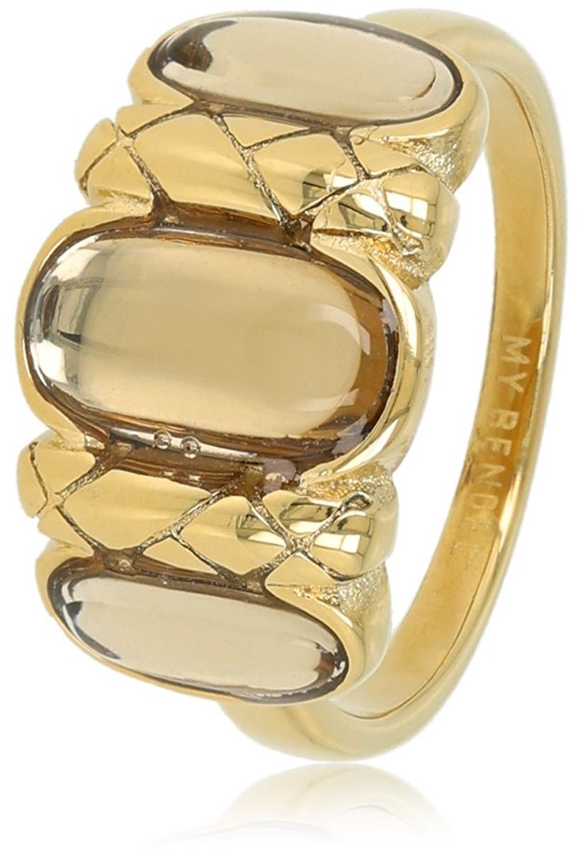 My Bendel - Vintage Romance Ring met Glasstenen • Smoky Topaz - met Luxe Cadeauverpakking | Sieraden Voor Dames | Maat 17.00 Mm / Maat 53