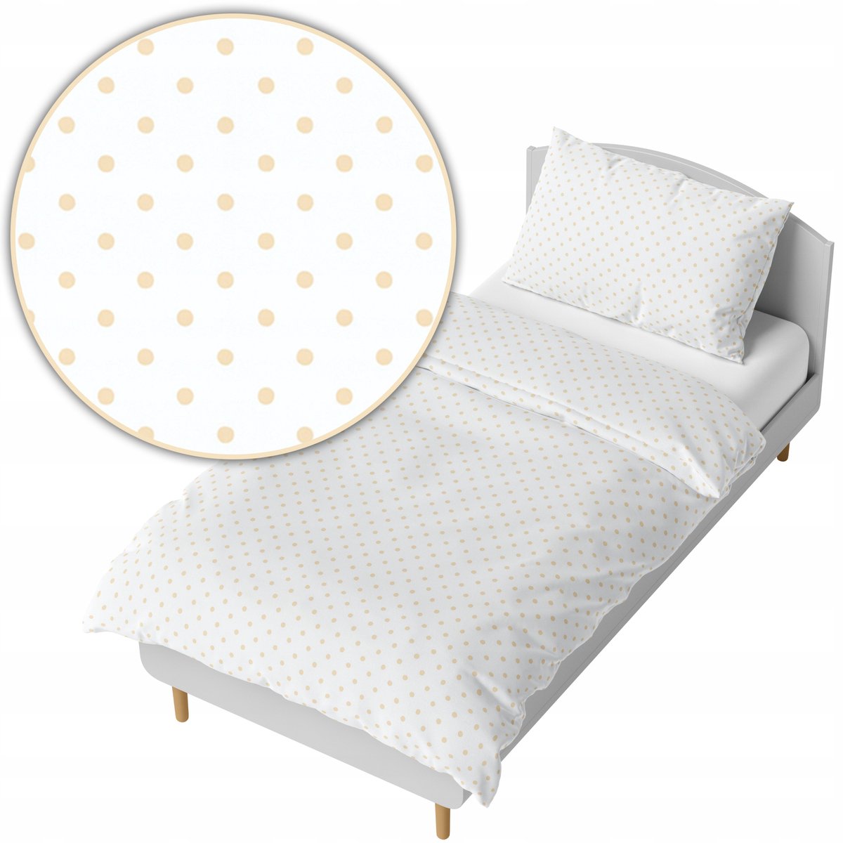 Kinderbeddengoed 140x200cm - Beige Stippen - 100% Katoen