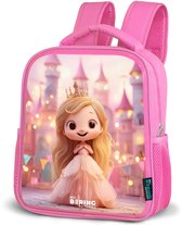 NoBoringSuitcases.com® - Rugzak roze - Schooltas meisjes - Prinses - Roze - Kasteel - Kinder rugtas meisje - Boekentas kind - Kinderrugzak voor school - Schoolrugzak