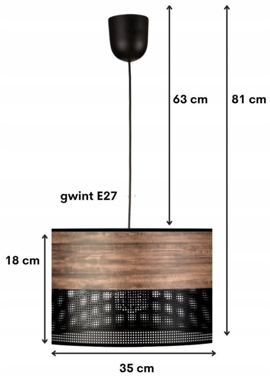 Luxe hanglamp ORO met open kap, 35cm, houtfineer, E27