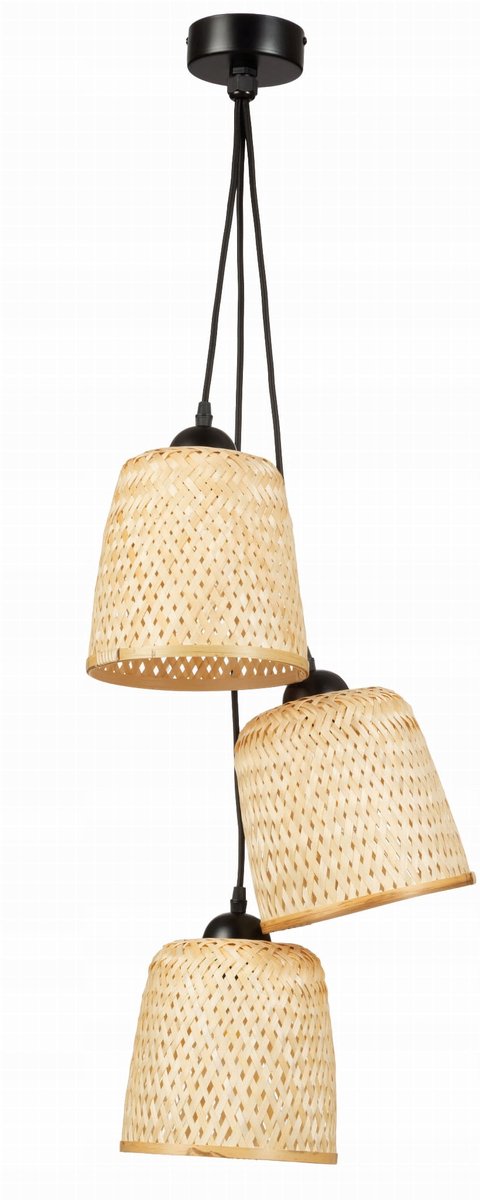 Zwarte hanglamp Trio bamboe TH1C - 3xE27
