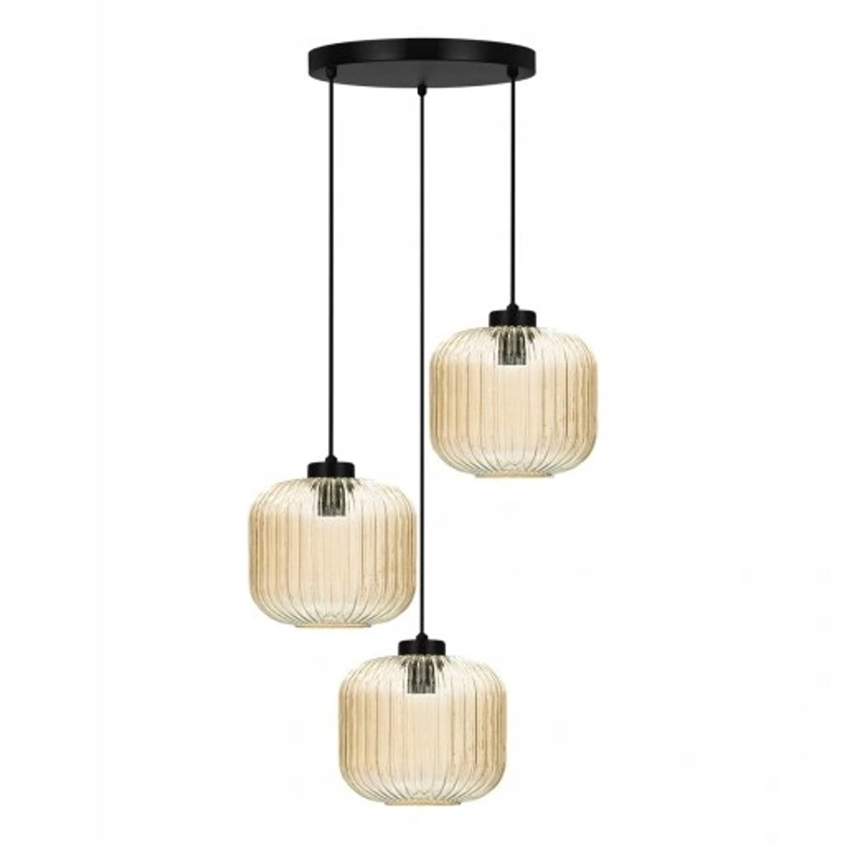 Hanglamp CLARK K-5654 3xE27 Zwart/Amber Metaal Glas