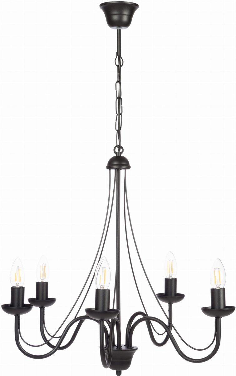 Baron Zwarte Kroonluchter 5-Lichts E14 - Stijlvolle Hanglamp