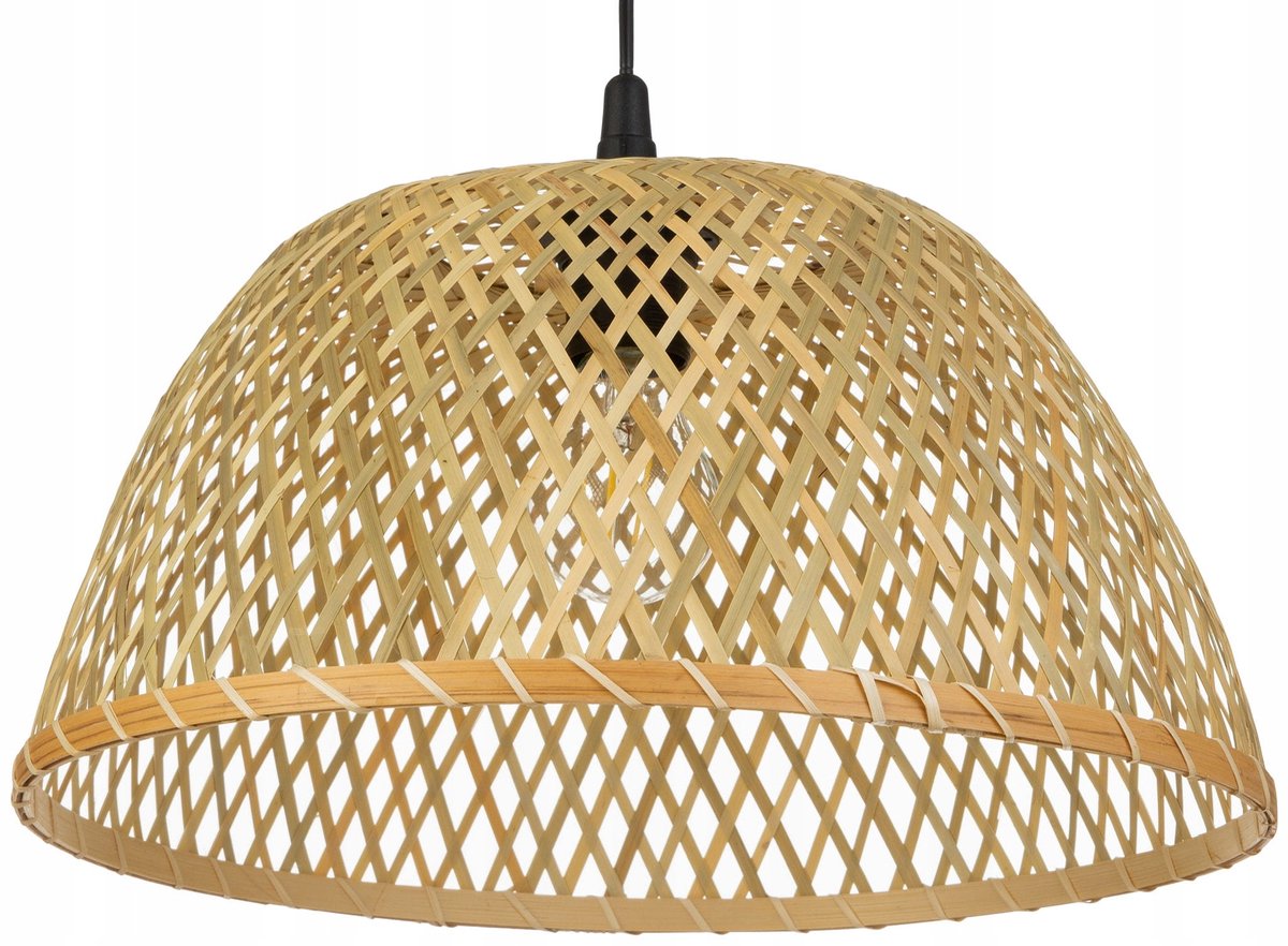 BOHO hanglamp bamboe zwart - handgeweven, natuurlijke stijl
