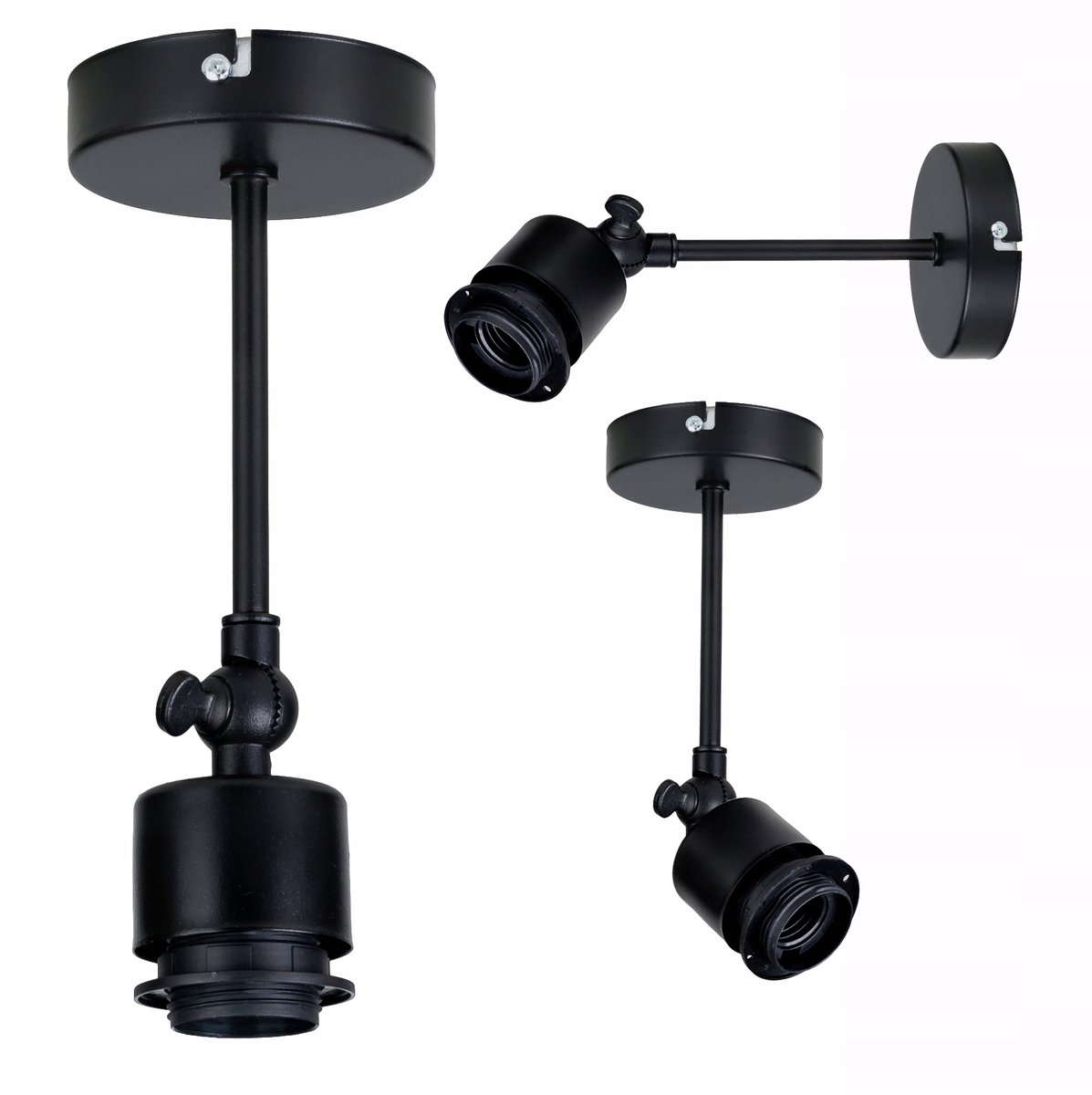Industriële Plafondlamp E27 Zwart Metaal - Wandlamp of Hanglamp Basis