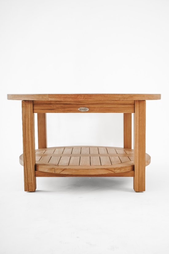 Teakea - Teakhouten Salontafel Rond Ø80 cm - Met Onderblad - Massief Teakhout