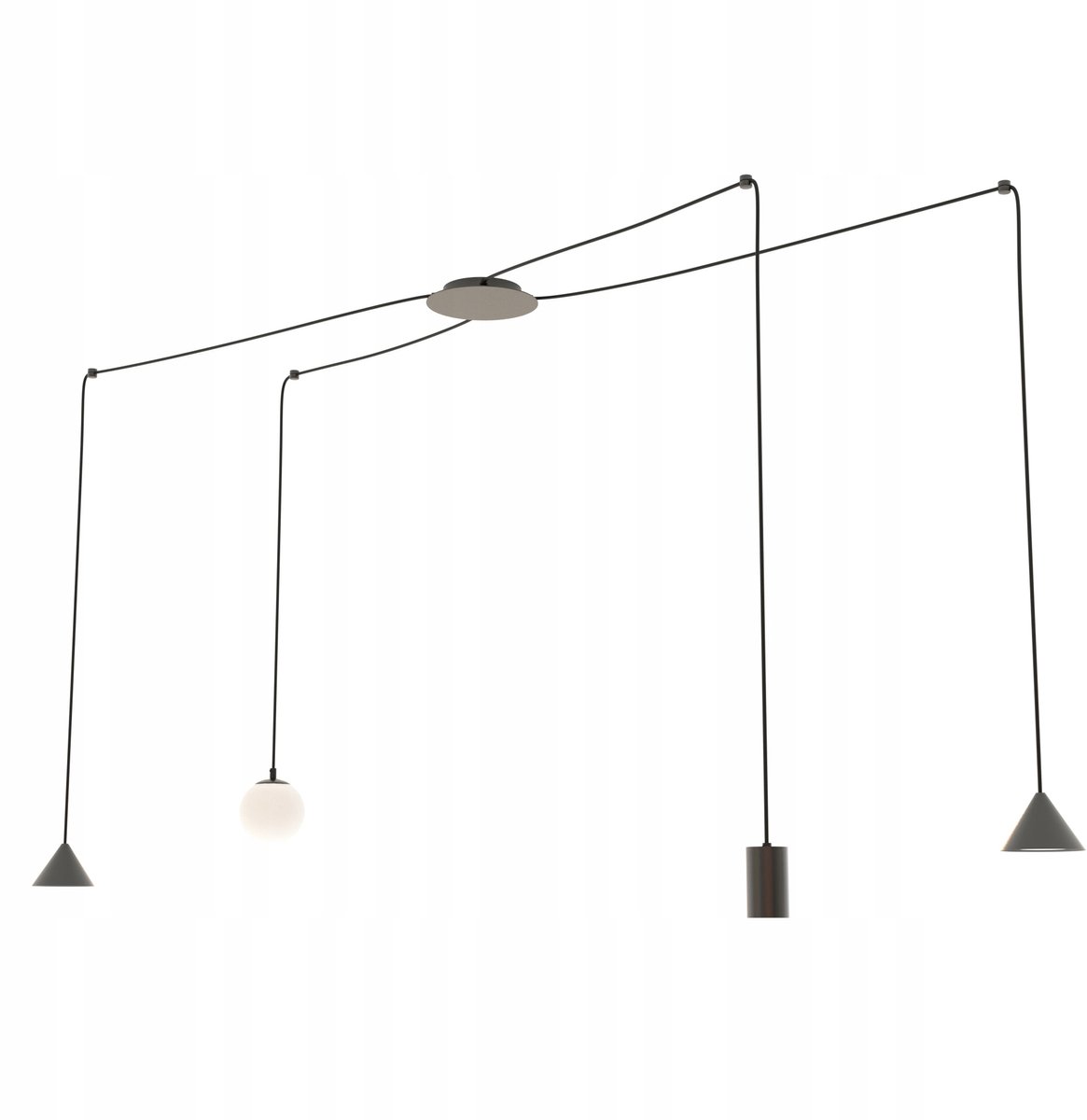 Designer Hanglamp INEZ Spider 4-arm Zwart met Diverse Kap