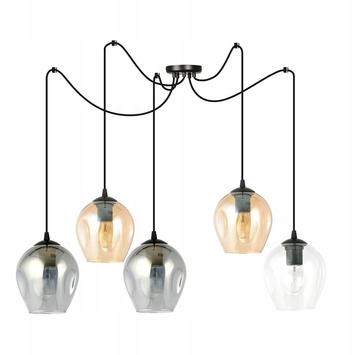 Emibig LEVEL 5 BL MIX Hanglamp - Zwart Gelakt Staal & Glas, 15W