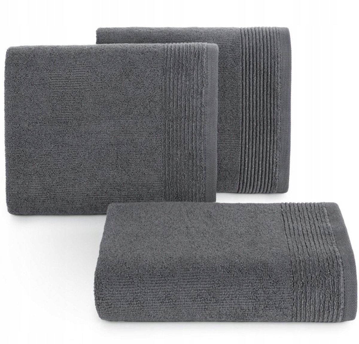 LARI Badhanddoek 30x50cm Staalgrijs 500g/m² met Borduursel