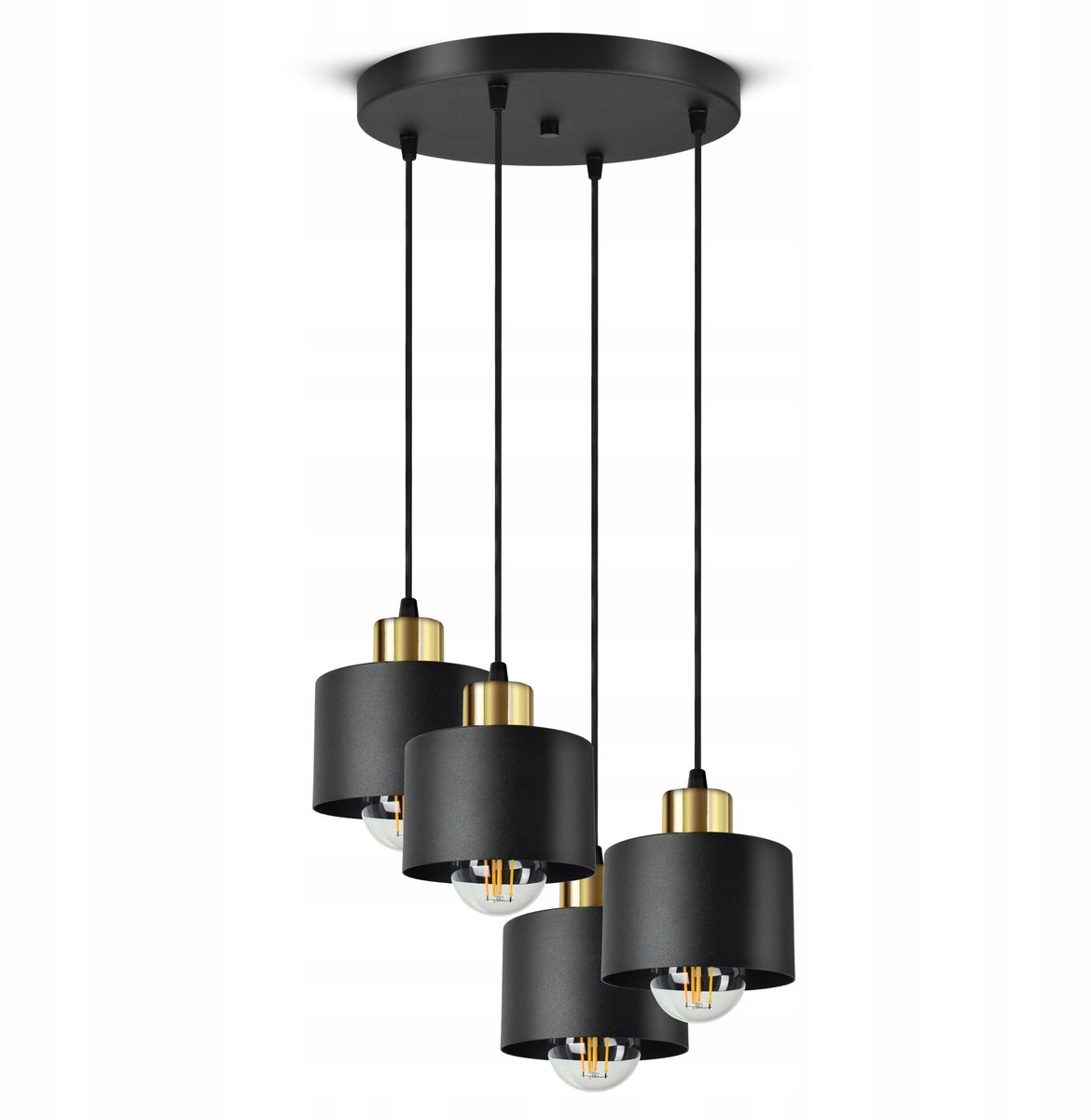 Luxe Plafondlamp EZ4 LED E27 Zwart Goud 4 Spots