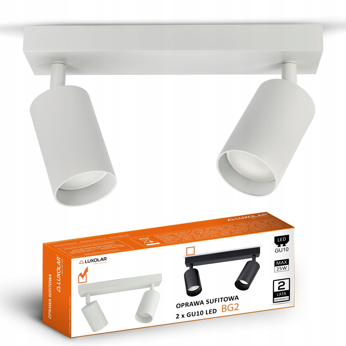 Moderne plafondlamp spot BG2 2xGU10 wit metaal