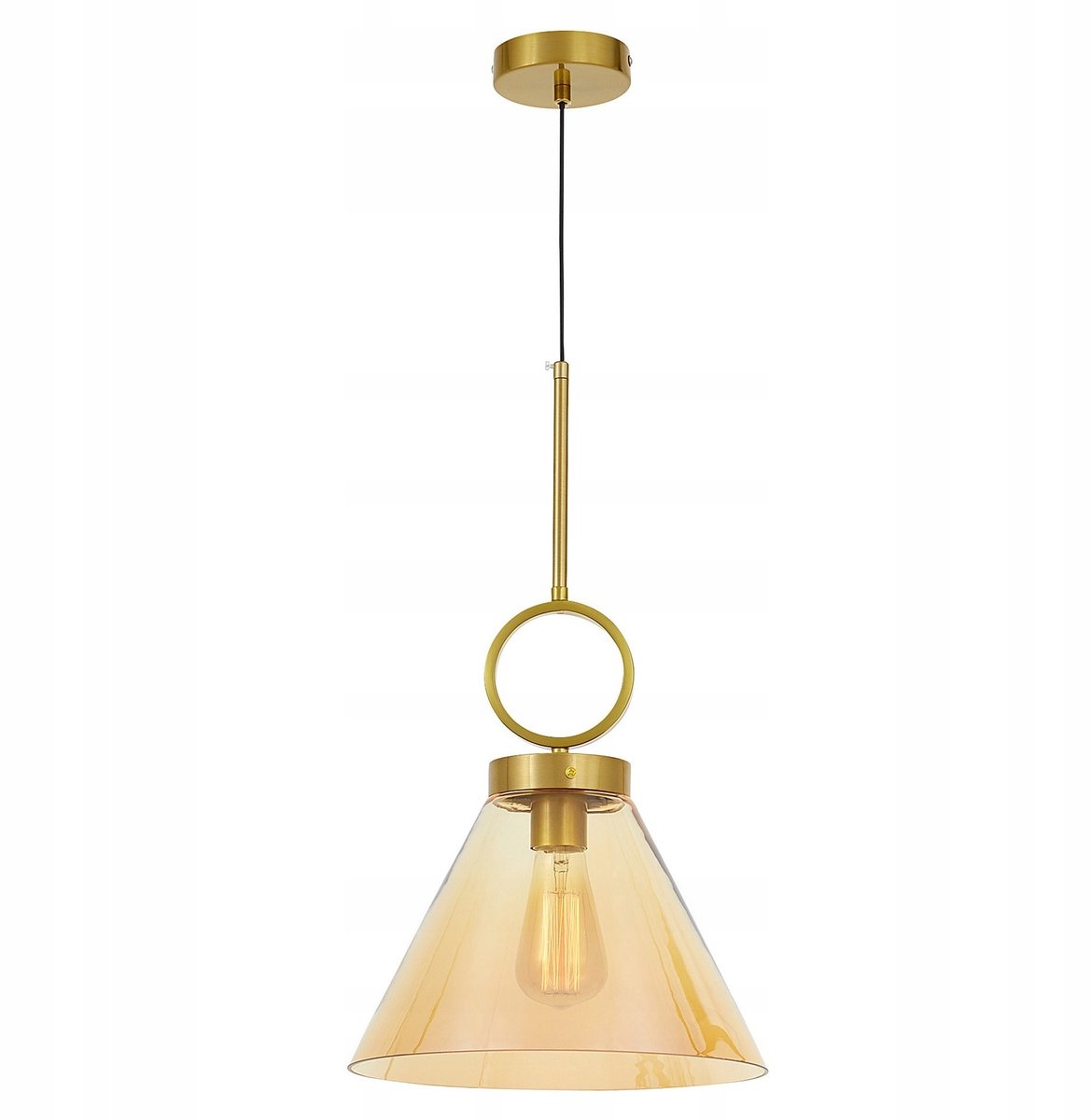 Moderne Hanglamp Fermini Amber Glas Messing E27 1-lichts