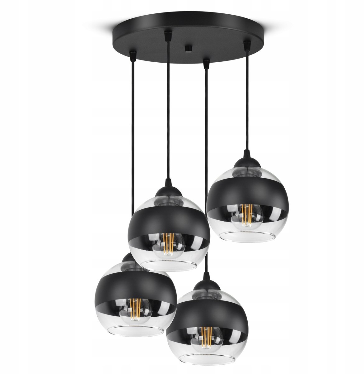 Zwarte Plafondlamp met Glazen Bollen - LED E27