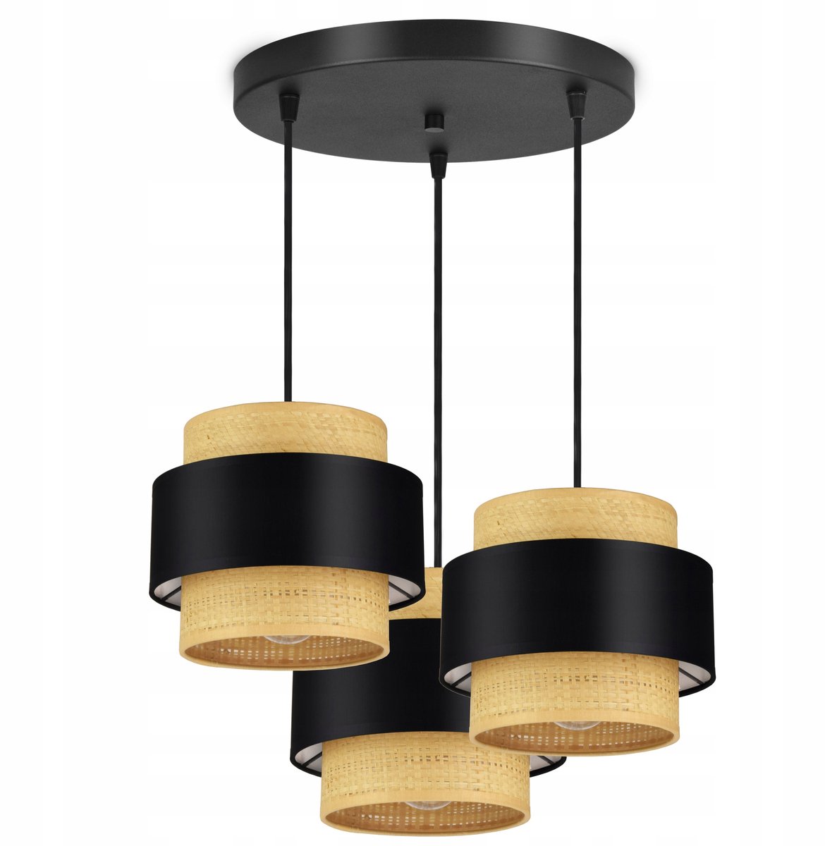 Rattan Hanglamp Zwart/Wit - Stijlvolle Plafondlamp voor Woonkamer