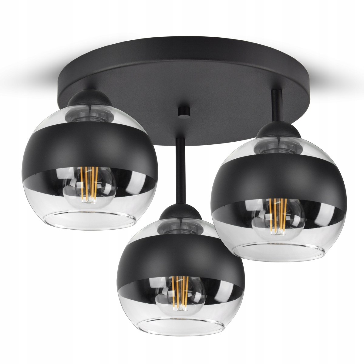 Zwarte Hanglamp met Glazen Bollen - E27 - Modern Design