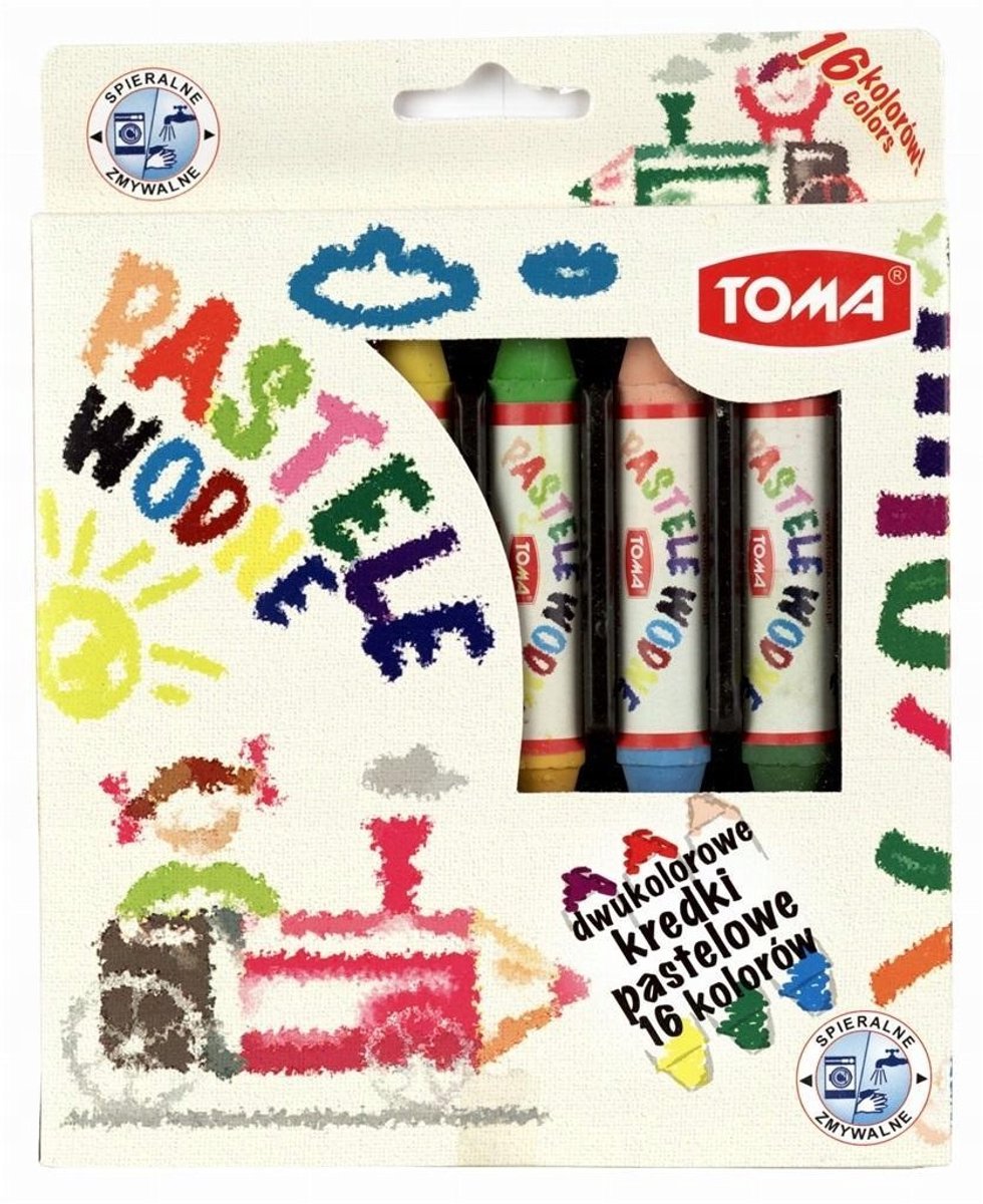 Toma Waterpastelkrijtset - 16 levendige kleuren