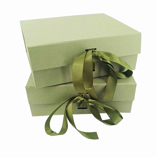 Cadeaudoos - 2 Stuks - Groen - Magneetdoos - Groen Lint - Geschenkdoos met Deksel - Giftbox Leeg