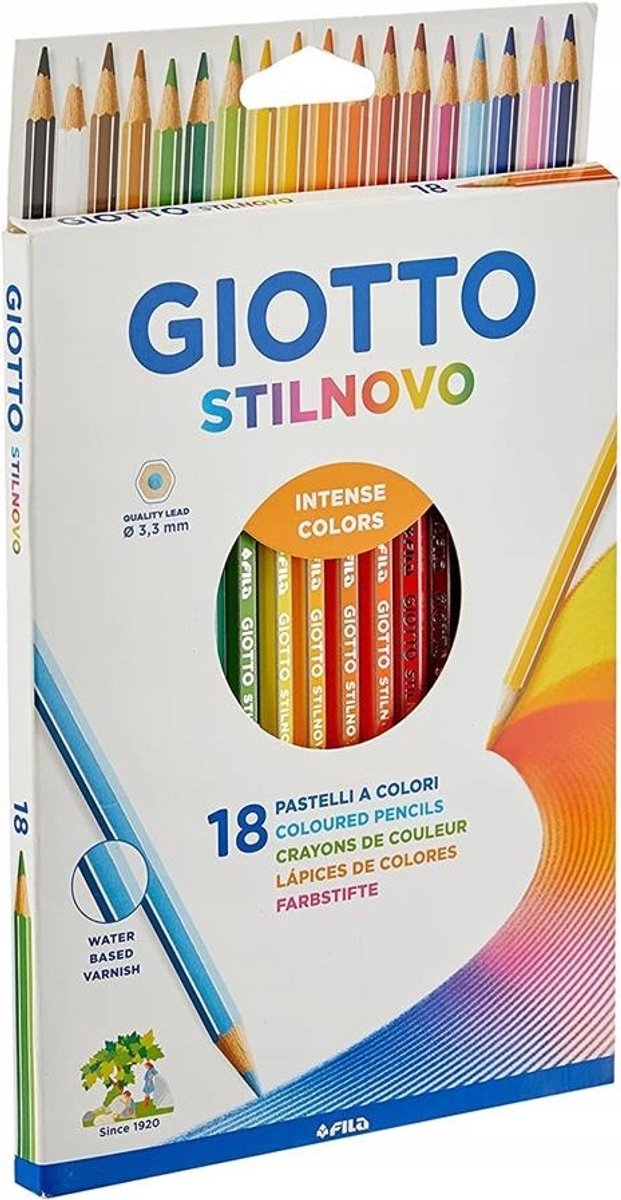 Giotto Stilnovo kleurpotloodset - 18 levendige kleuren
