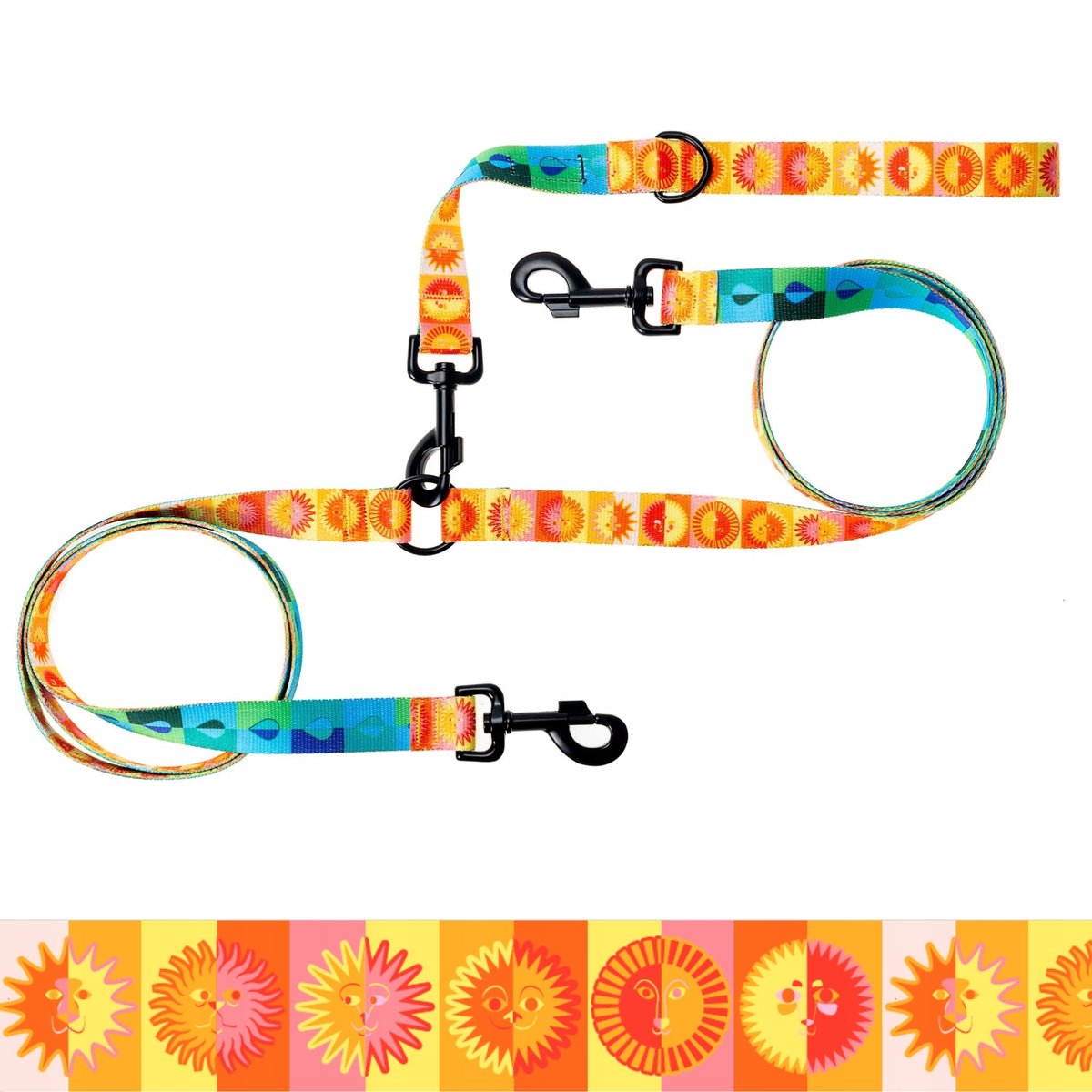 Dubbele Hondenlijn Ukory 1.38m Sterke Band 2.5cm Geel Patroon