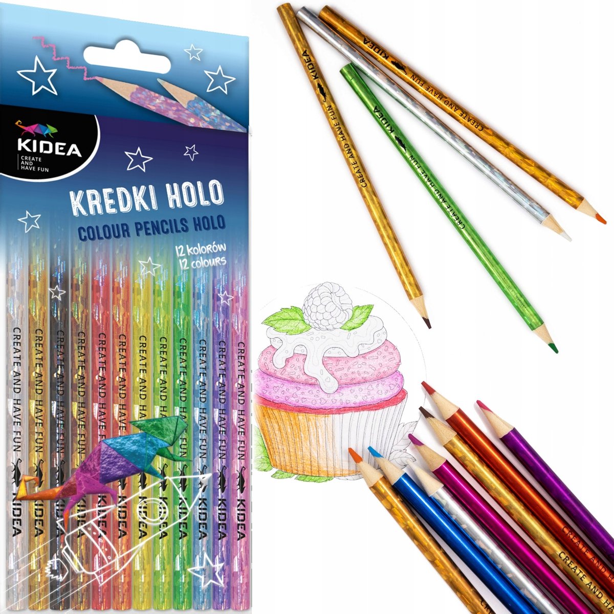 Kidea Kleurpotloden 12 stuks HOLO Effect
