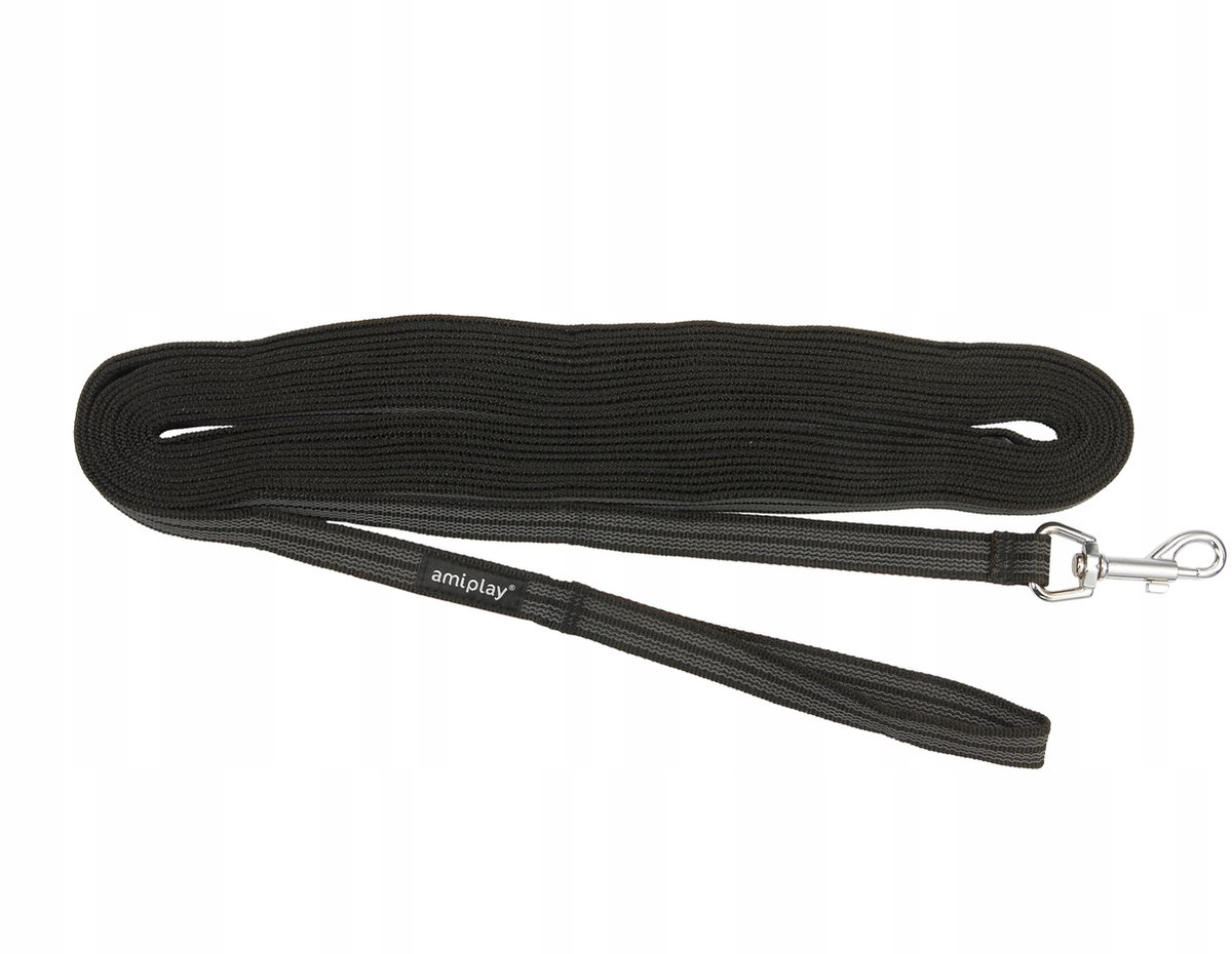 Amiplay Rubber Trainingslijn 5m S/M Zwart - Antislip