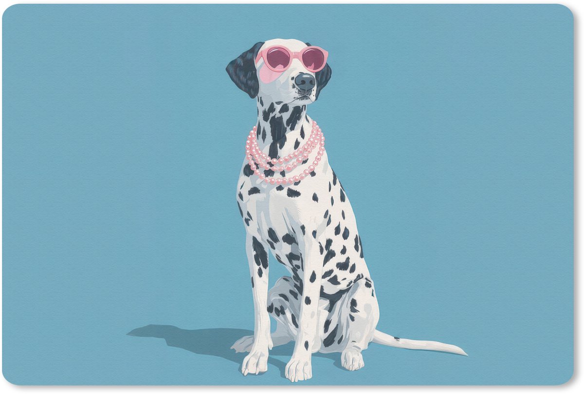 Muismat 27x18 cm - Mousepad Dalmatiër - Zonnebril - Blauw - Muismatten