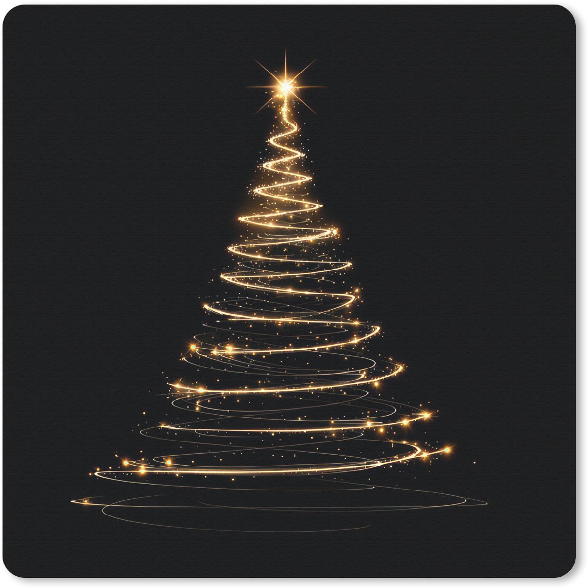 Muismat 20x20 cm - Mousepad Magisch - Kerstboom - Lichtspiralen - Zwart - Muismatten