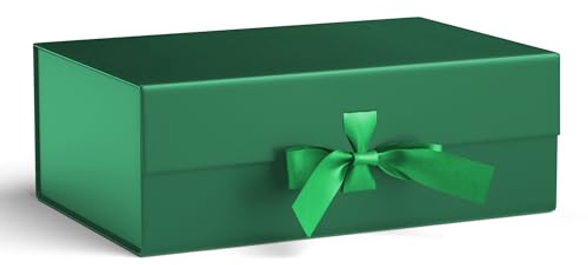 Grote Magnetische Geschenkdoos voor Cadeaus - 32,2 x 20,3 x 11,4 cm, Groen met Deksel