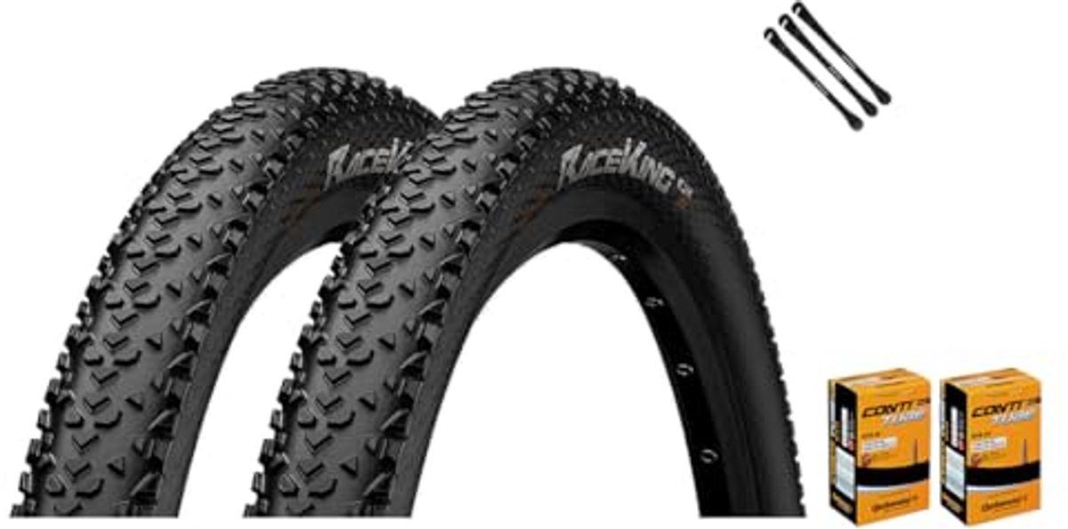 Set van 2 Race King 29 inch fietsbanden met binnenband en metalen bandenlichters