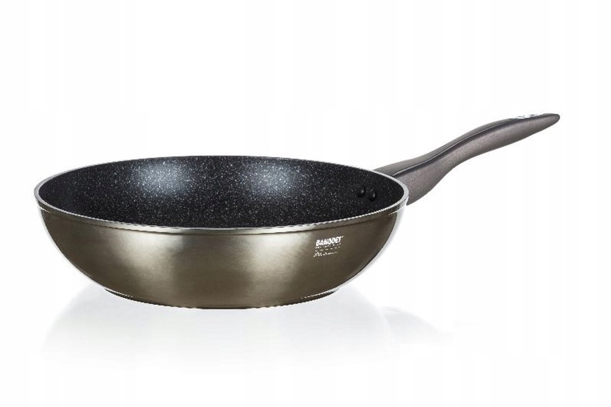 Banquet Wokpan Metallic Platinum 28cm - Anti-aanbaklaag