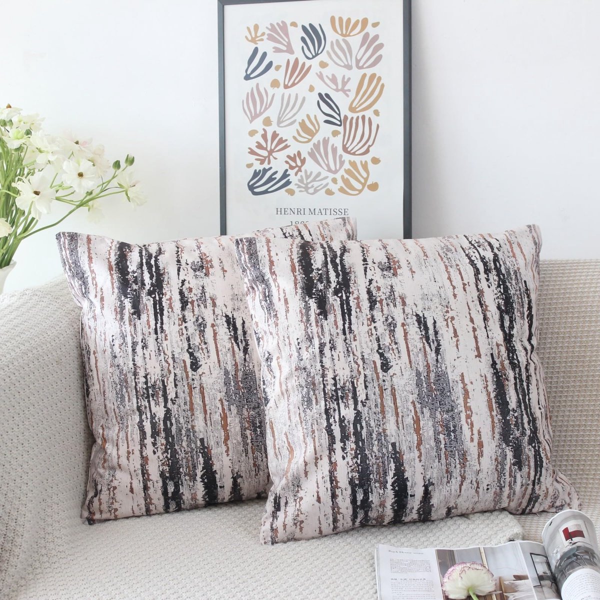 Unyqoos Set van twee grijze fluwelen kussenhoezen met vintage uitstraling 40 x 40 cm grijs