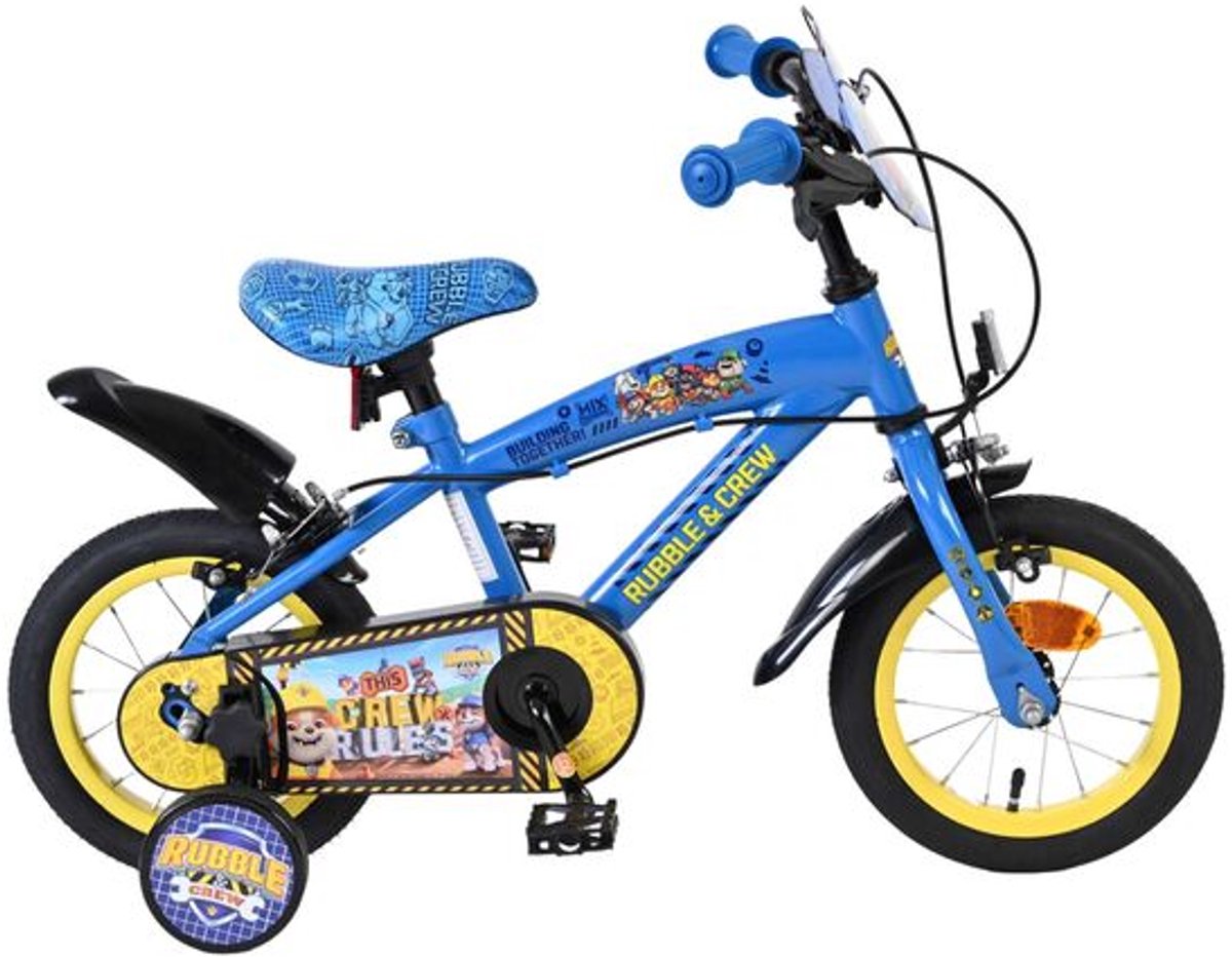 Volare Rubble & Crew Kinderfiets Jongens 12 inch Blauw Twee handremmen
