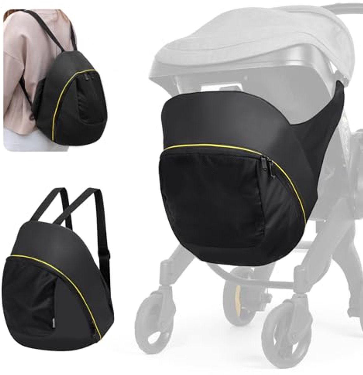 Opbergtas voor autostoeltje en kinderwagen - Zwart, Modern